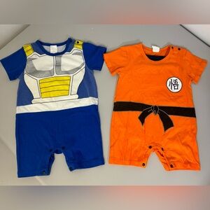 Dragonball Z Bundle - Goku & Vegeta Button-Up Onesies - Size 18M